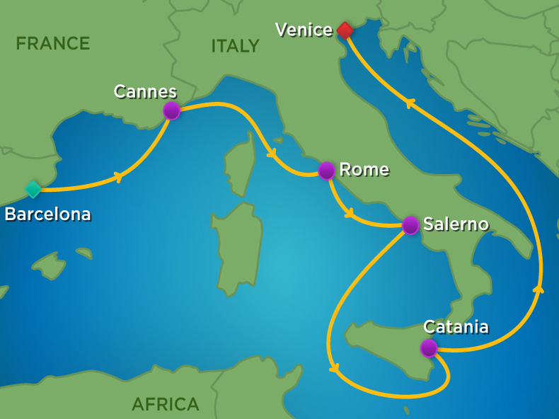 Собираемся в круиз Vision of the Seas из Барселоны в Венецию с 30.04.16