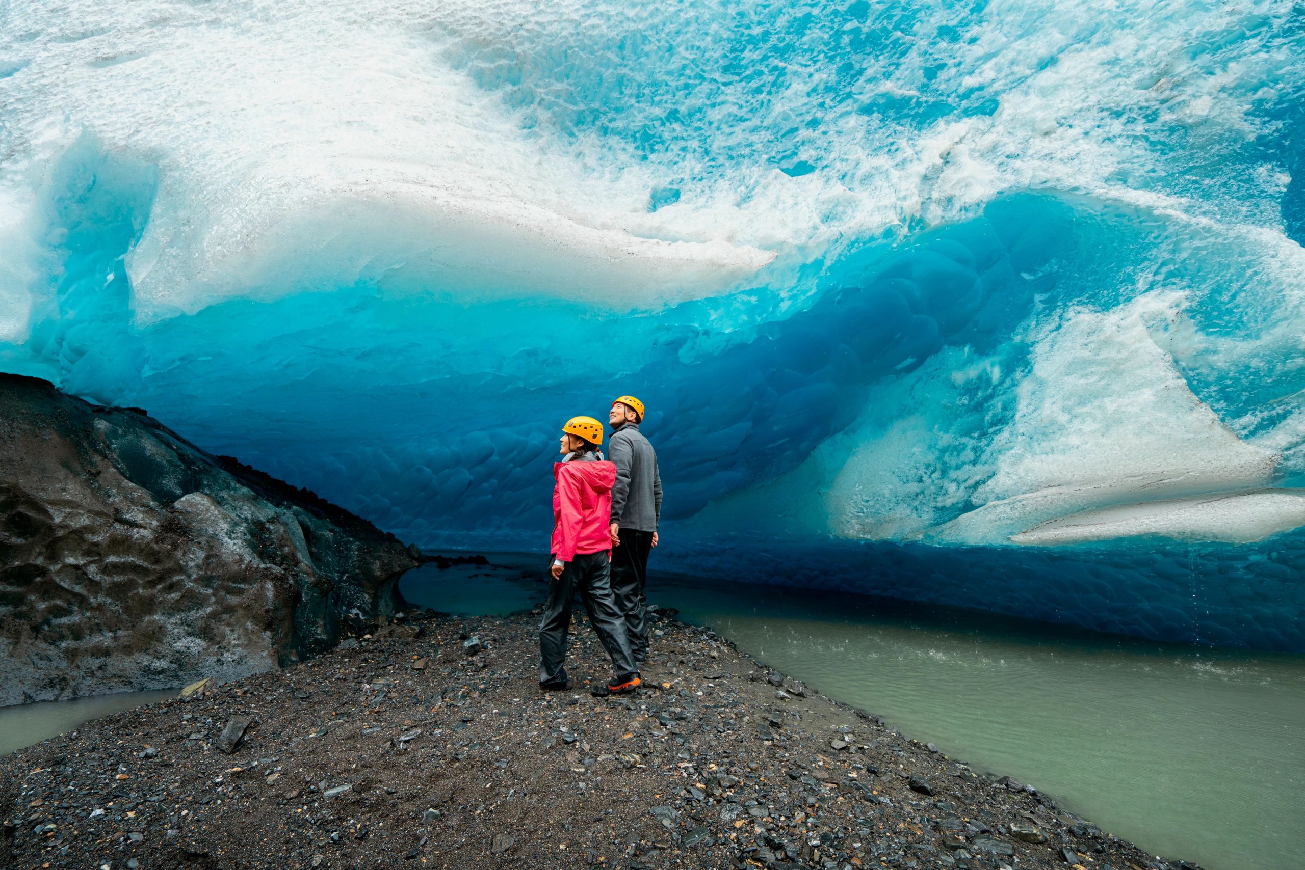 Tourists at Juneau Glacier in Alaska