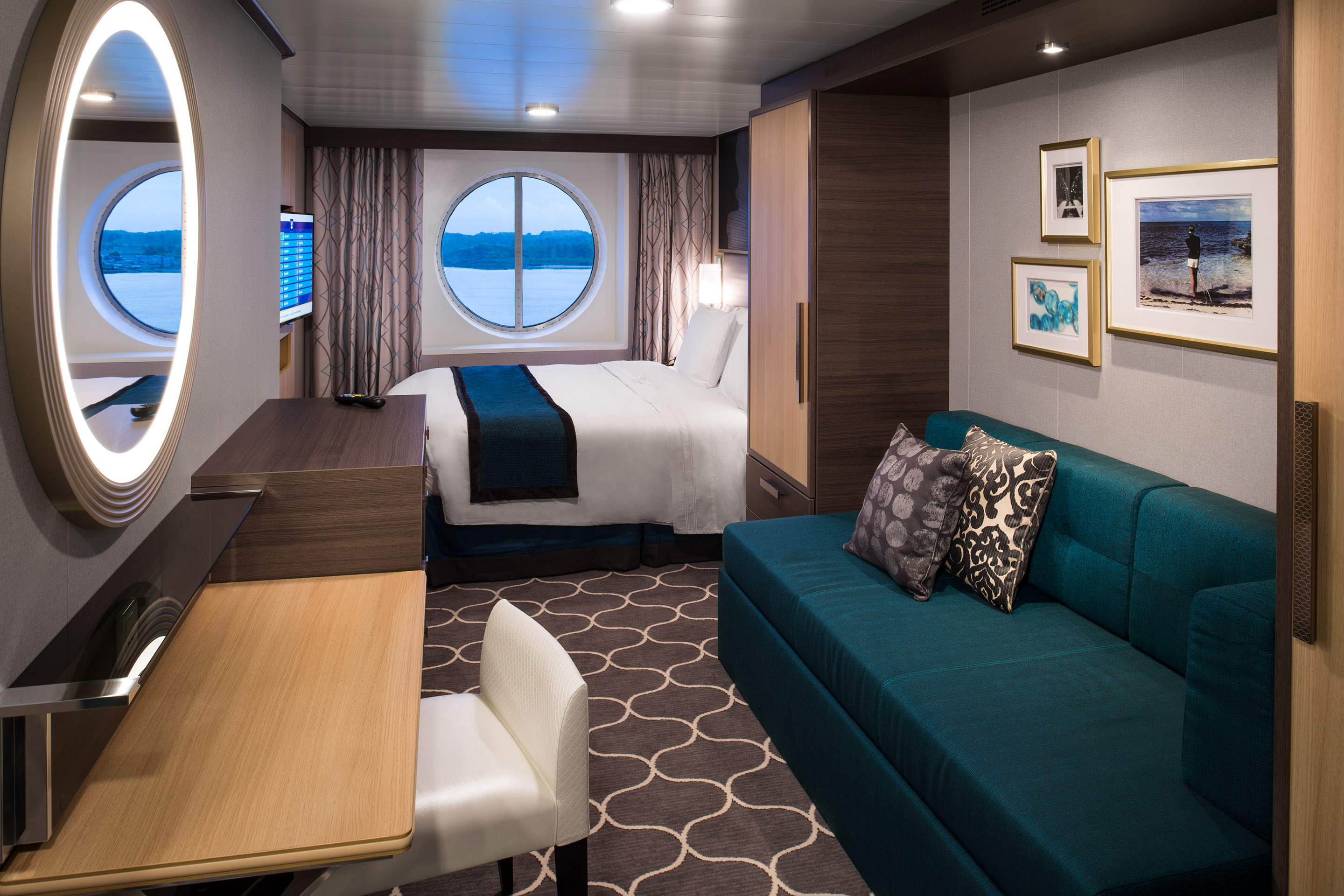 Image of Ocean View Cabin, sourced from: Royal Caribbean International https://www.royalcaribbean.com/content/dam/royal/accommodations/harmony/harmony-of-the-seas-oceanview-living-room.jpg