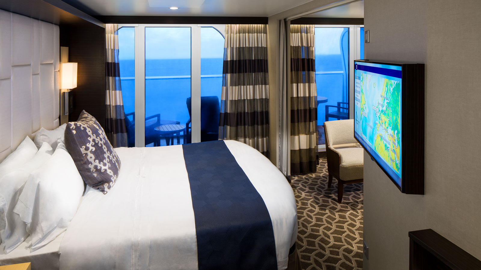 View of the bed area of the Grand Suite