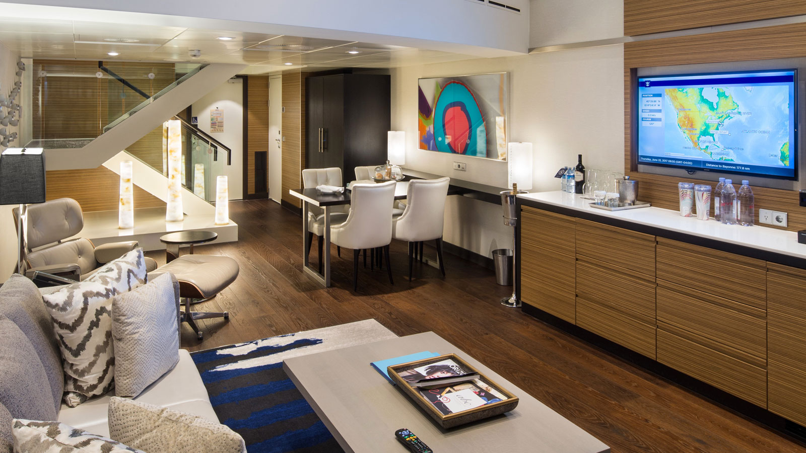 View of the bottom level from the entrance of the Sky Loft Suite.