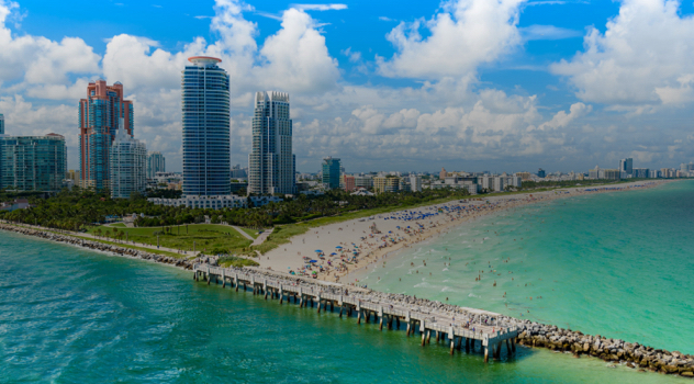 Miami, Florida South Beach Aerial View.