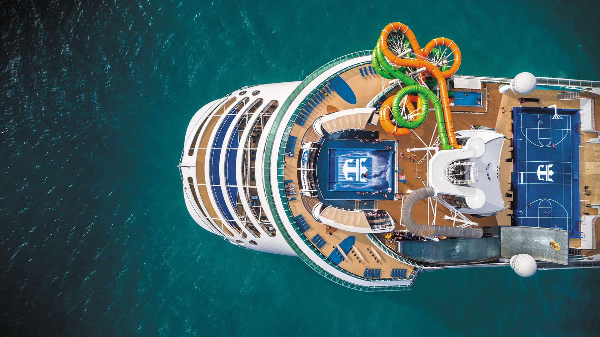 Liberty of the Seas, Aerial view.