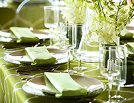 Table set with flower, floral arrangements for romantic onboard wedding.