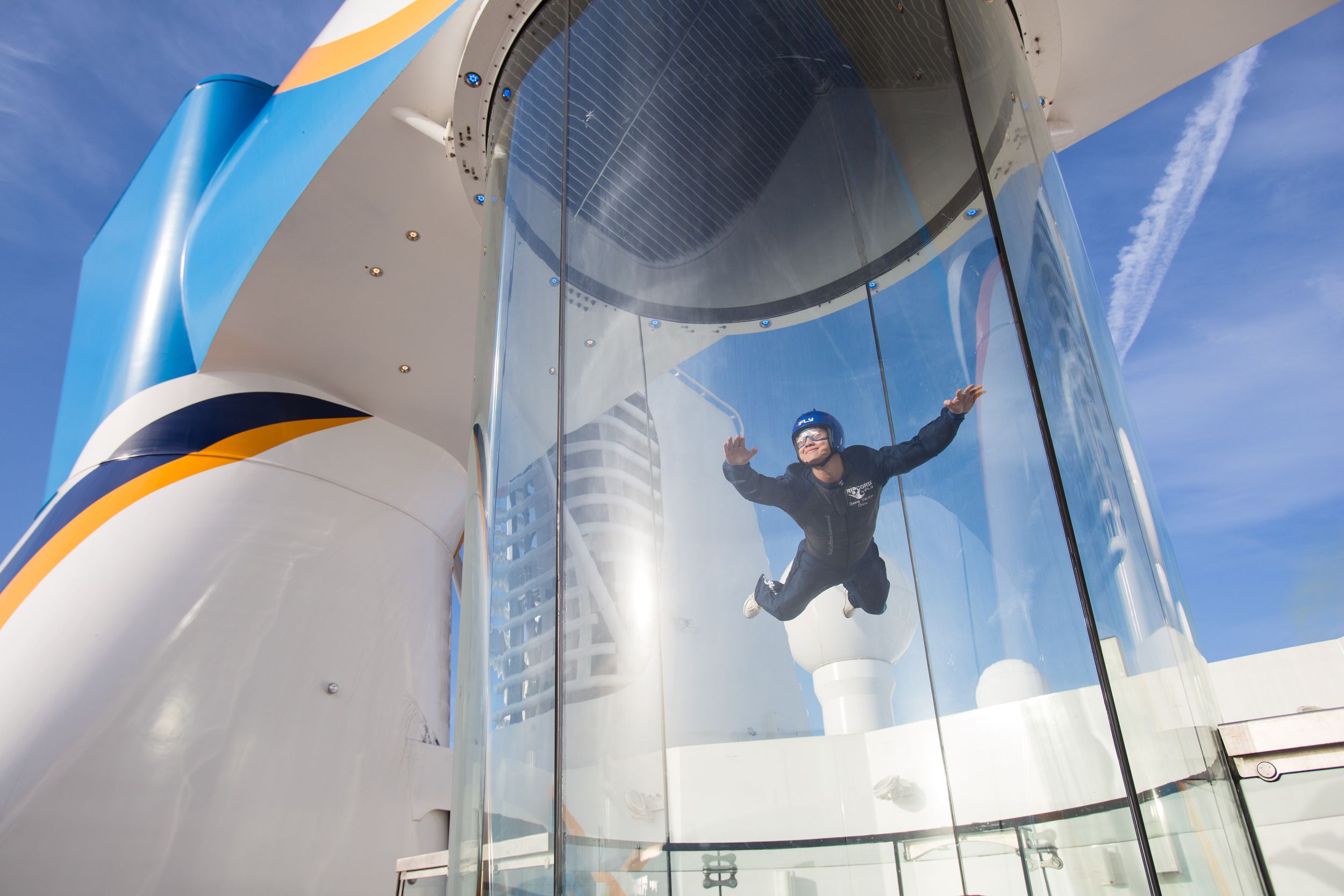Instructor floating in the air, Ripcord by iFly activity