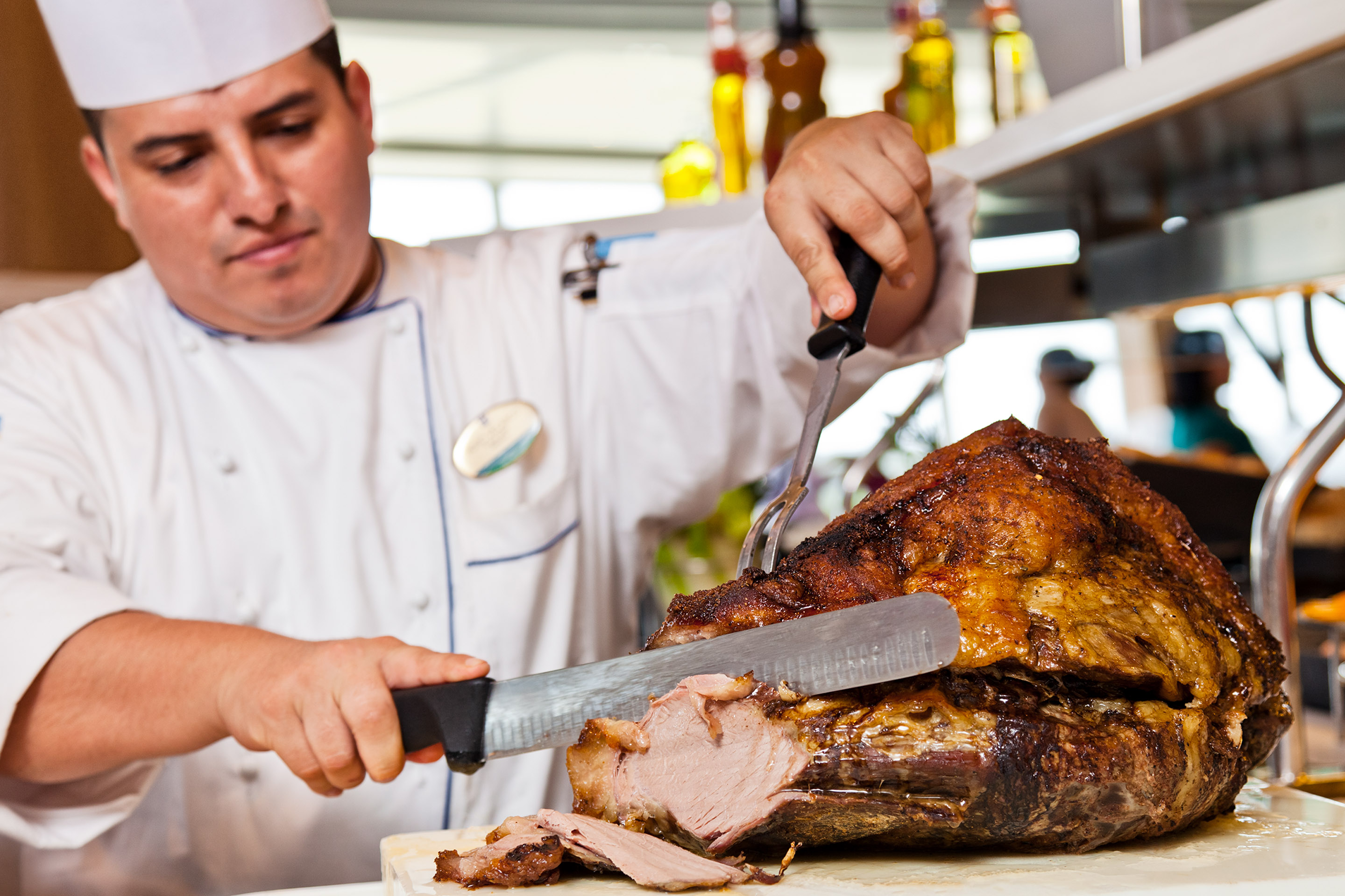 A turkey carving station at the Windjammer