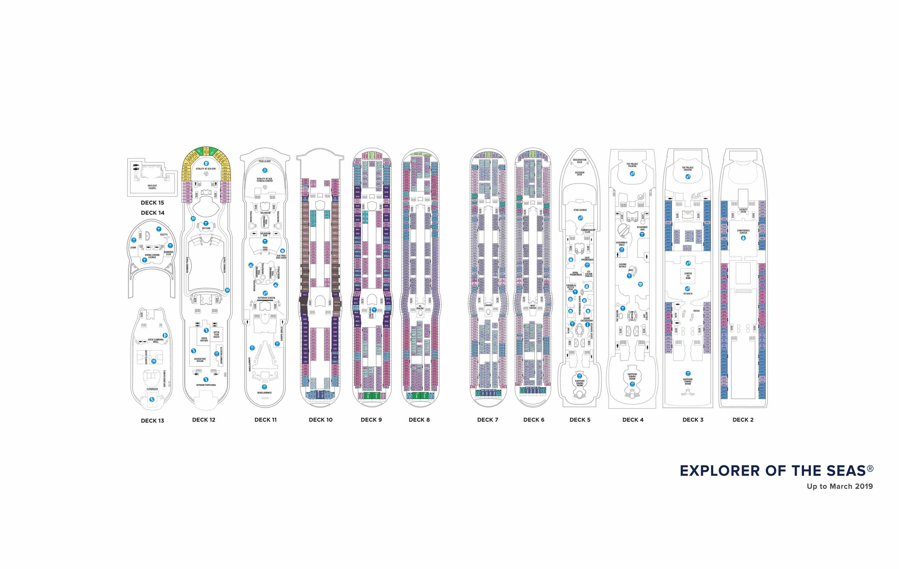 Plans des ponts de l'Explorer of the Seas, Royal Caribbean Cruises