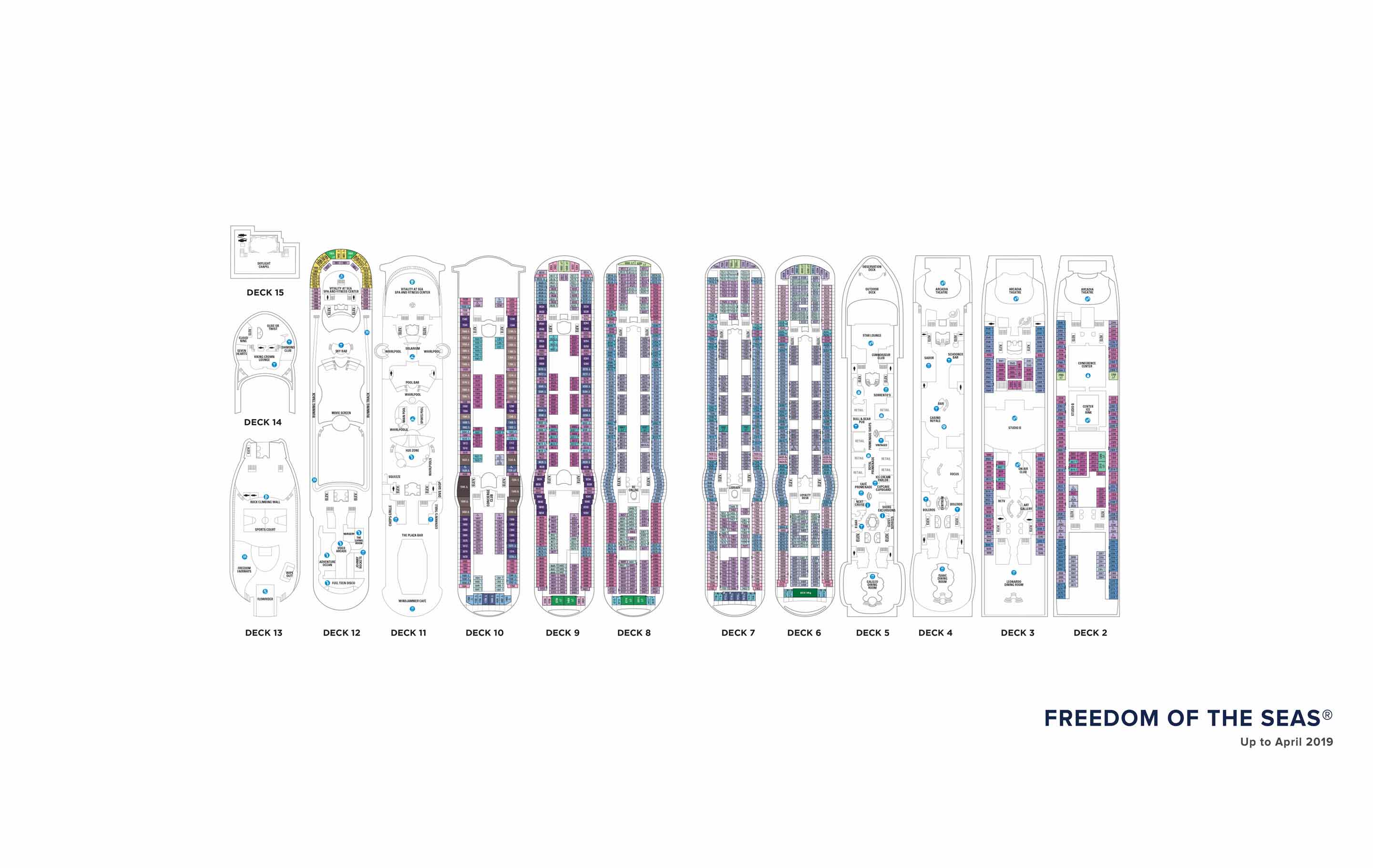 The deck plans for Freedom of the Seas, Royal Caribbean Cruises