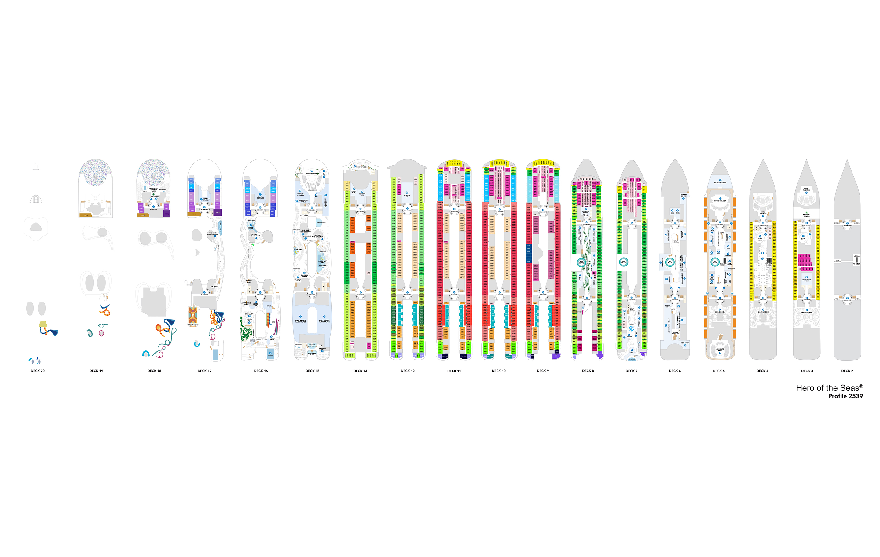 The deck plans for Hero of the Seas, Royal Caribbean Cruises