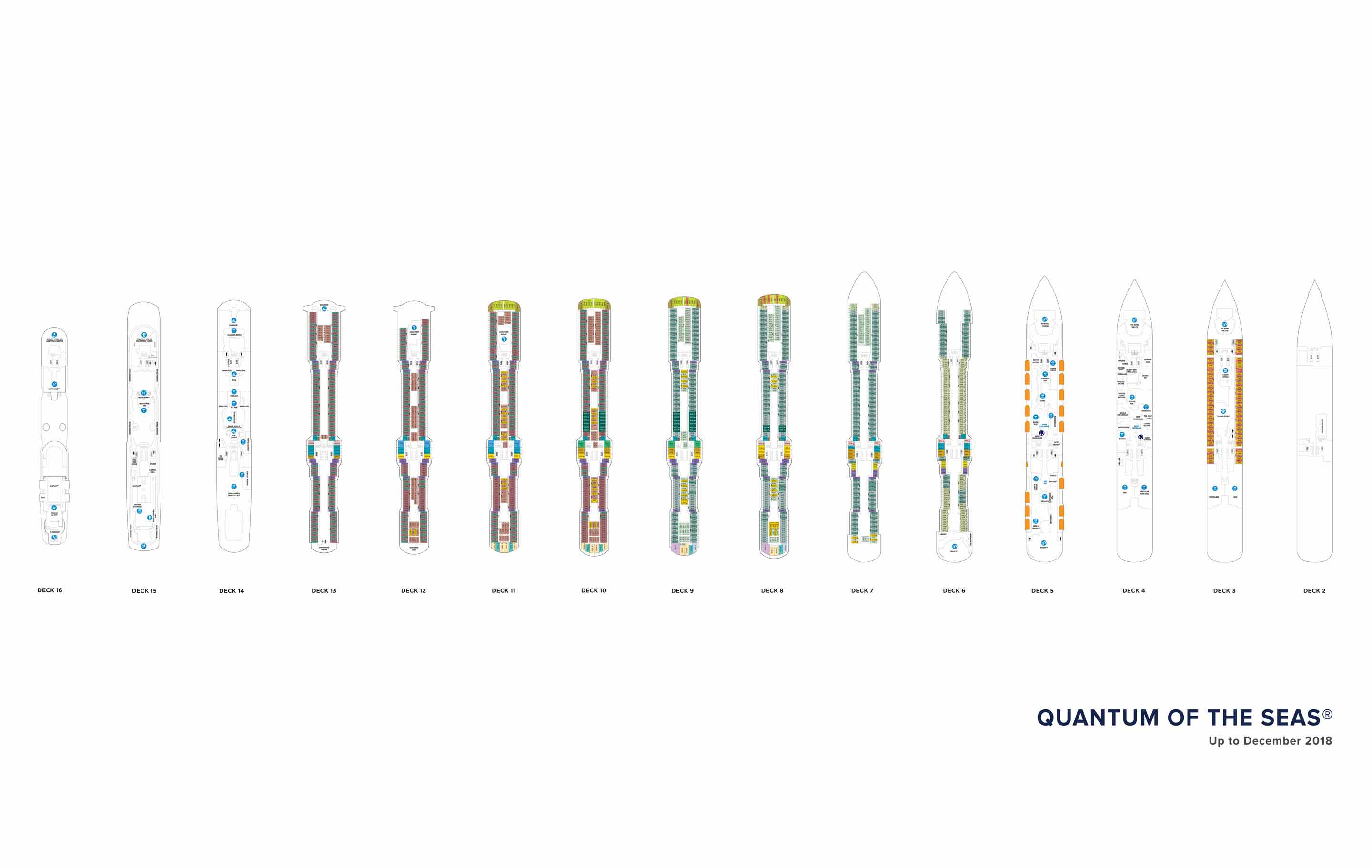 The deck plans for Quantum of the Seas, Royal Caribbean Cruises