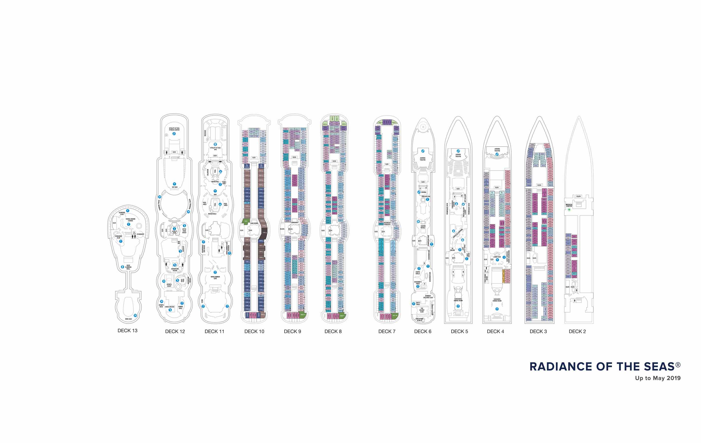 Plans des ponts du Radiance of the Seas, Royal Caribbean Cruises