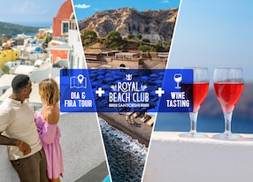Ultimate Santorini Day with Royal Beach Club Wine Tasting