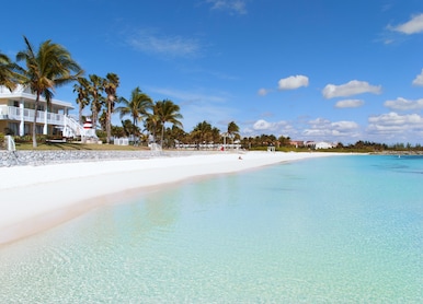 the empty lucaya beach in freeport town on grand bahama island