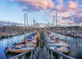 CER cherbourg france port evening view pier ship yacht yachts ships boat boats night