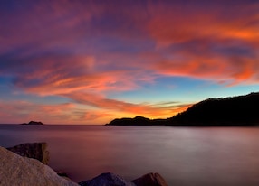 beautiful sunset bahia chahue huatulco oaxaca mexico located east of bahia tangolunda