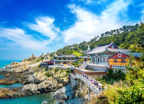 haedong yonggungsa temple and haeundae sea in busan buddhist temple in busan south korea