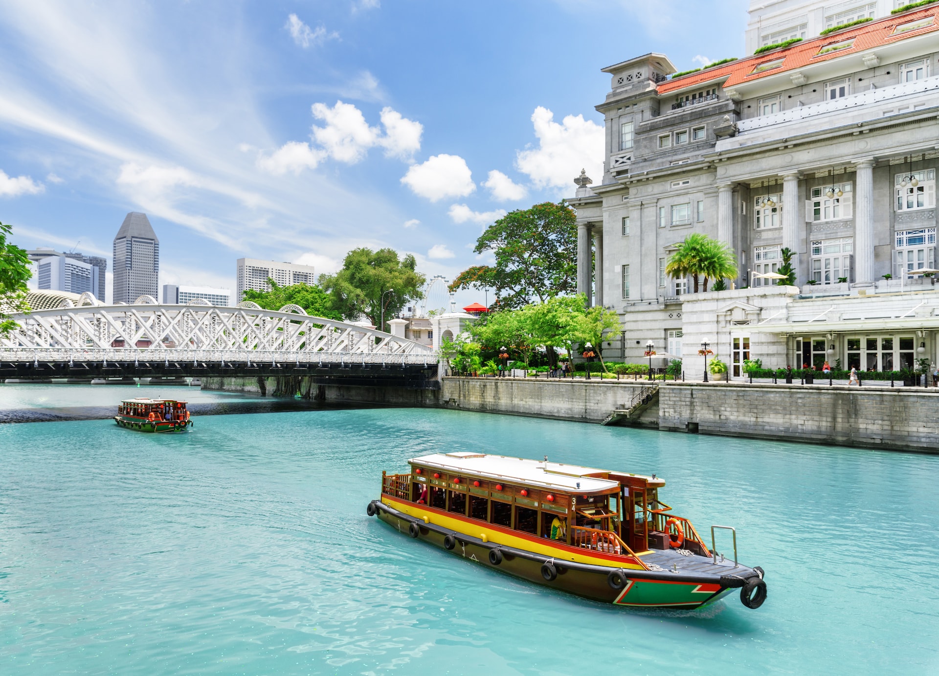 beautiful view traditional tourist boats sailing