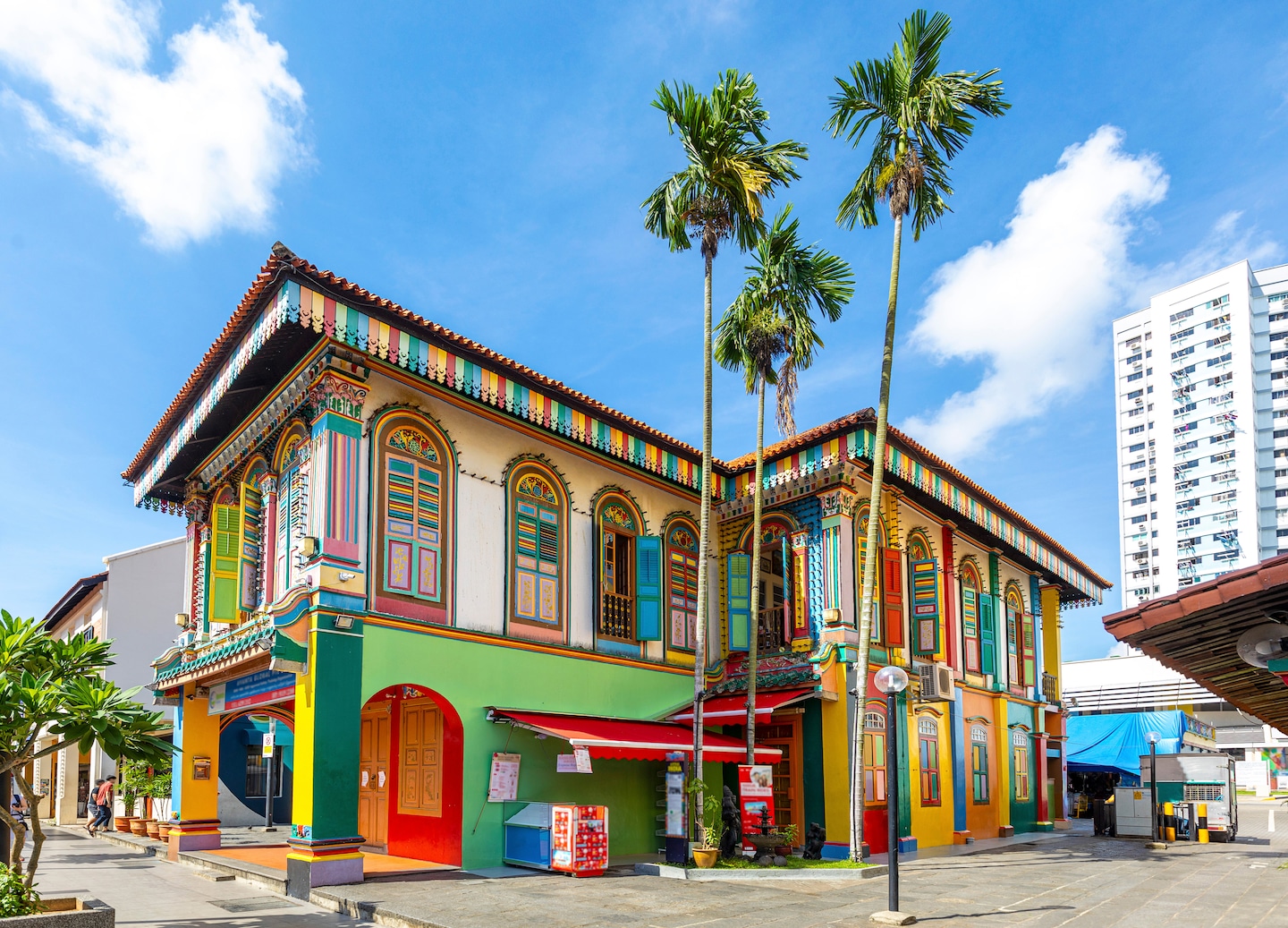 Colorful Little India shophouses reflect Singapore’s vibrant culture and architectural heritage. - Singapore, Singapore