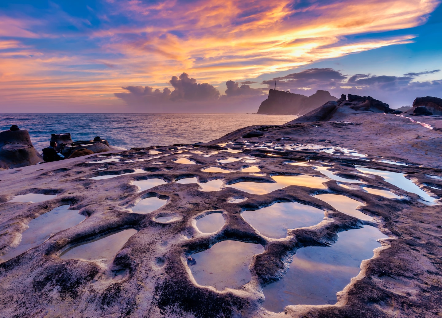 Honeycomb rock formations rise along Yehliu’s coastline. - Taipei, Taiwan