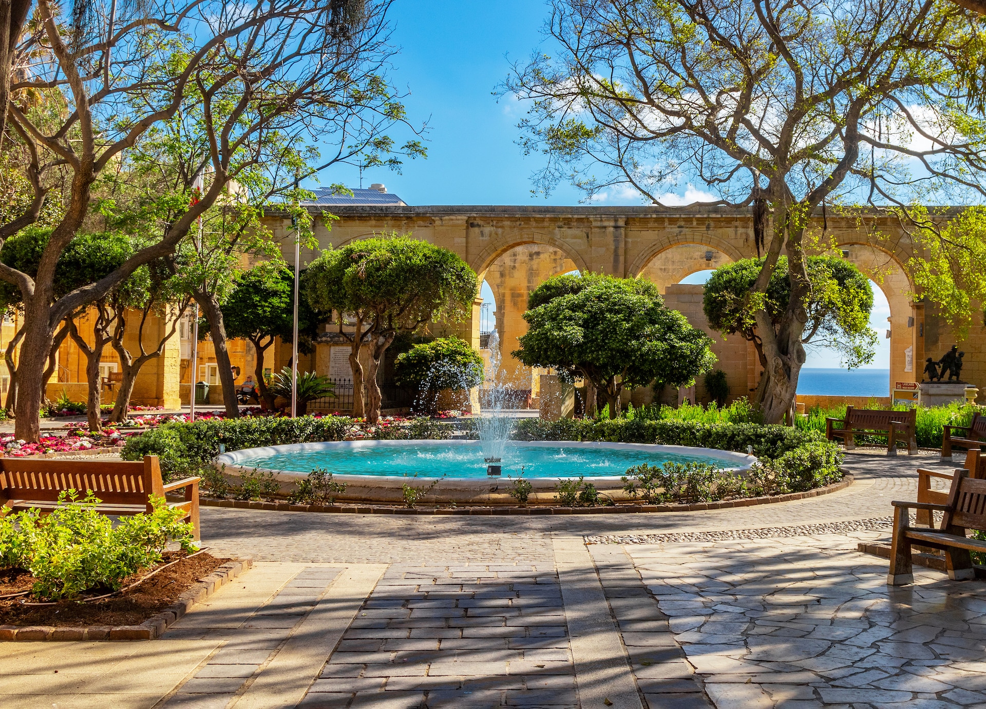 fountain in upper barrakka gardens valletta malta