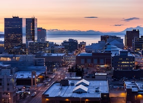 downtown anchorage alaska city skyline twilight