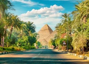 road pyramids giza egypt africa