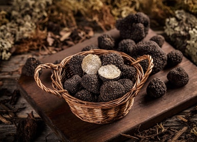 expensive black truffles gourmet mushrooms wicker