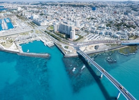 aerial view city okinawa japan asia