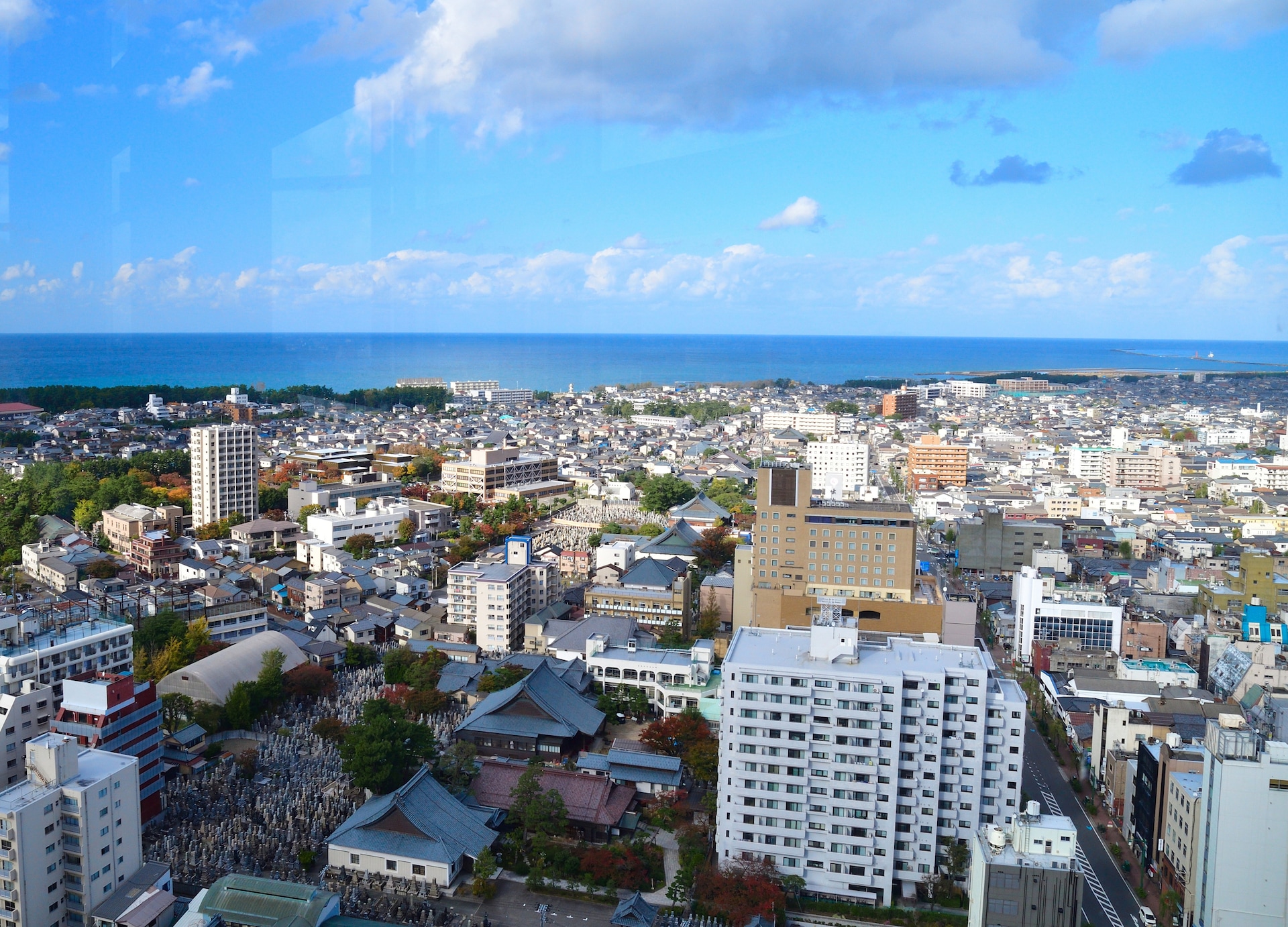 aerial view city niigata japan asia