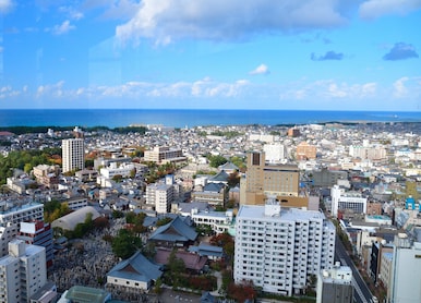 aerial view city niigata japan asia