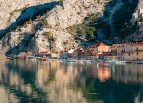 town omis mountain cetina river dalmatia croatia europe