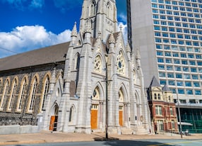street view towards saint marys cathedral basilica halifax nova scotia canada north america
