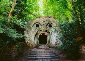 orcus mouth sculpture famous parco dei mostri sacro bosco garden bomarzo italy europe