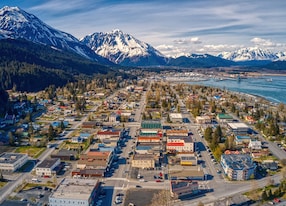 aerial view seward alaska early summer