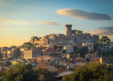 capalbio medieval village skyline sunset maremma tuscany italy europe