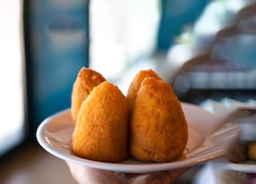 close arancino stuffed rice ball