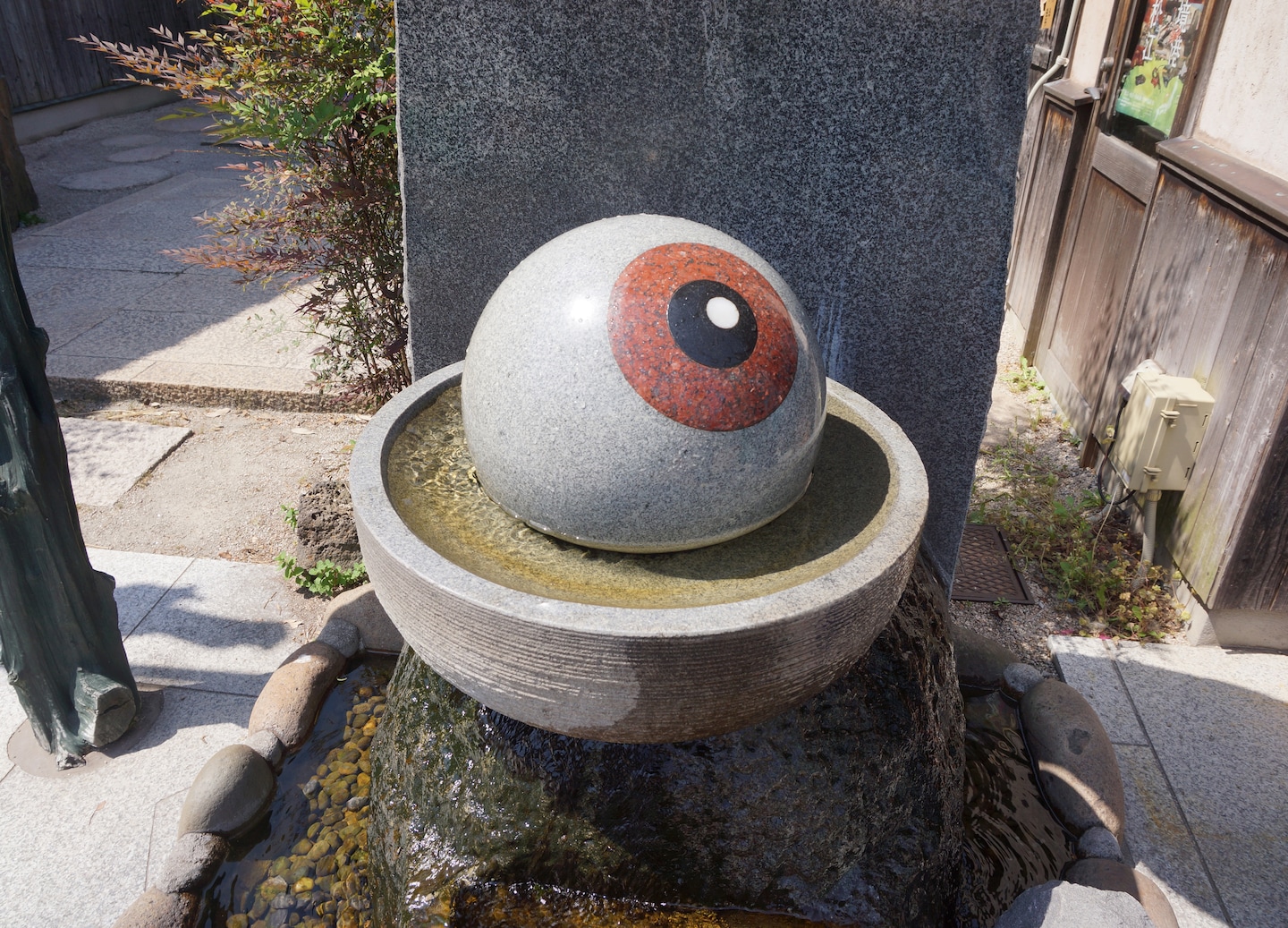 Eyeball shaped fountain on Mizuki Shigeru Road. - Sakaiminato, Japan