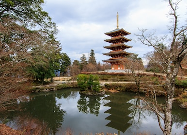 pagoda nariaiji temple reflection pond miyazu japan asia