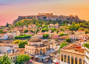 skyline monastiraki square acropolis hill athens greece europe
