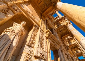 wide angle view library celsus ephesus turkey middle east
