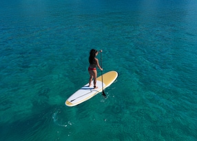 woman paddle boarding