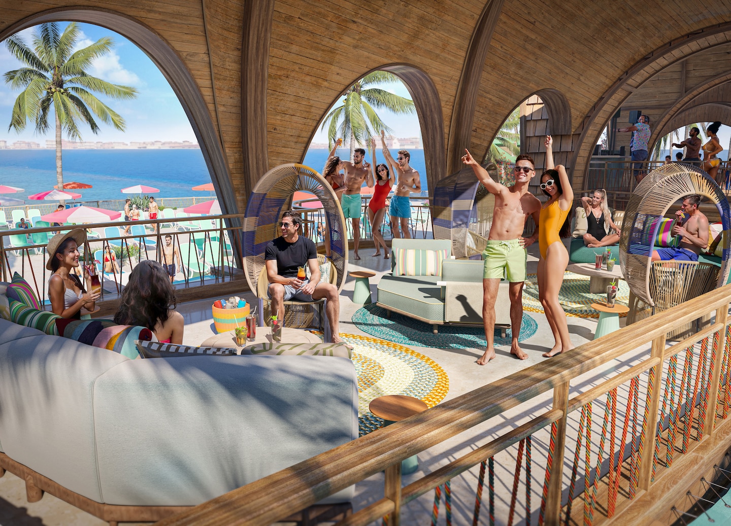 Party deck at Royal Beach Club, Paradise Island, Nassau