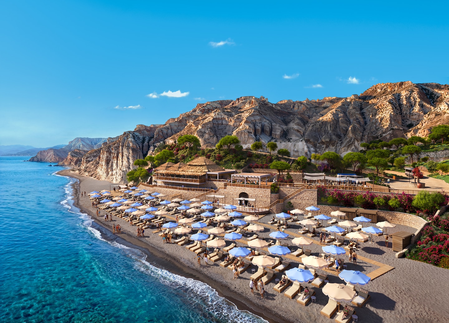 royal beach club santorini beach exterior hero