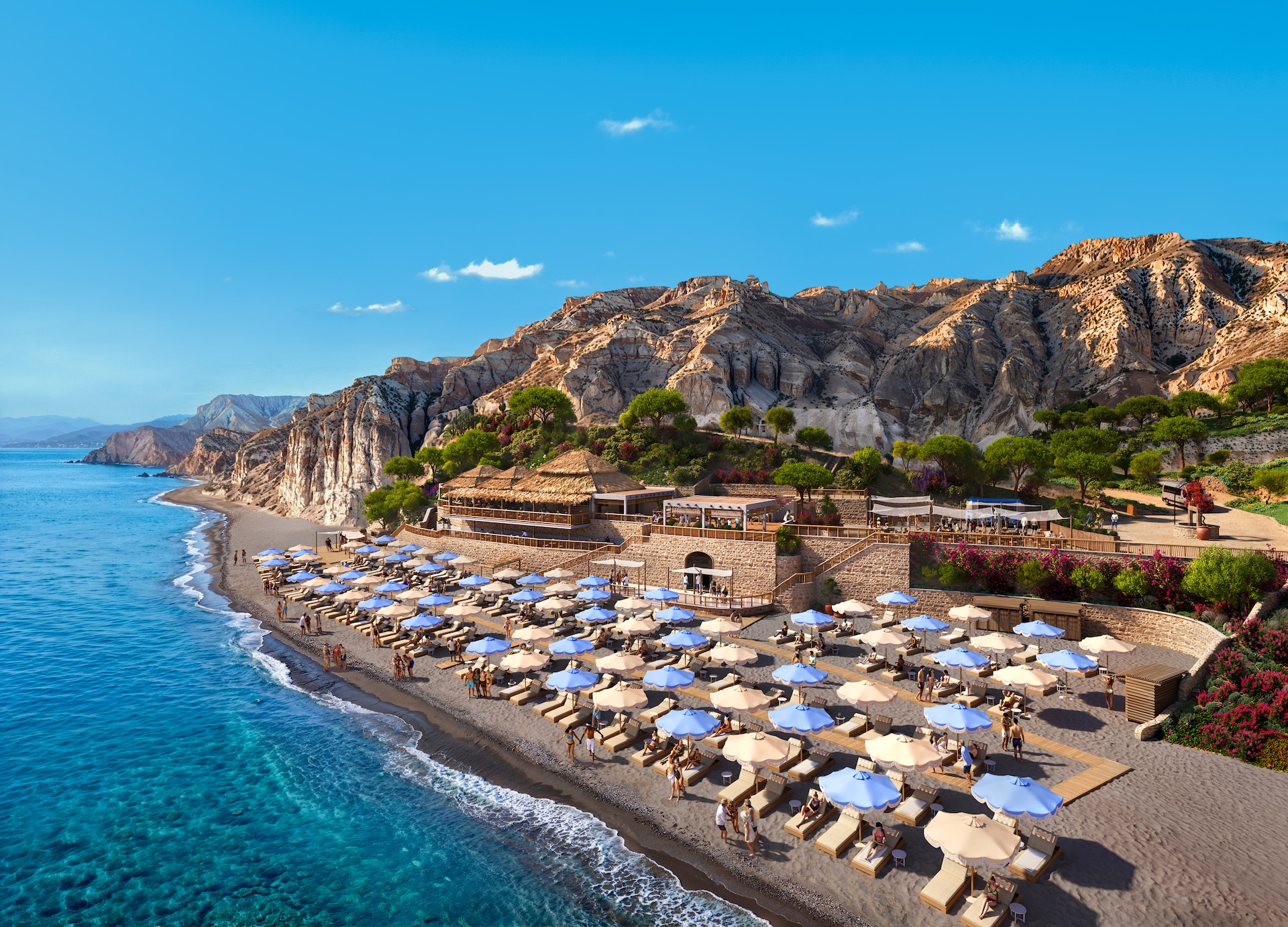 royal beach club santorini beach exterior hero