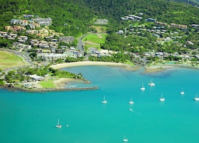 airlie beach aerial landscape in the beautiful whitsundays australia