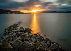 sunset over airlie beach in queensland australia long exposure