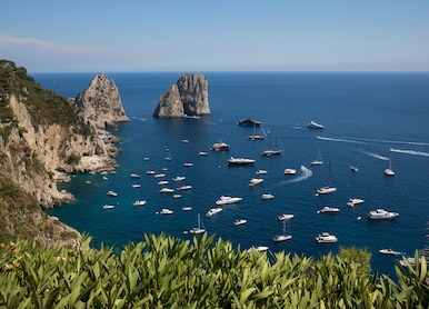 capri faraglioni rocks boats ocean view