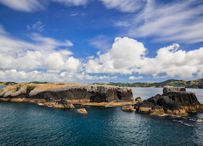 black rocks in bay of islands