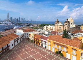 the streets of the old city in cartagena de indias colombia