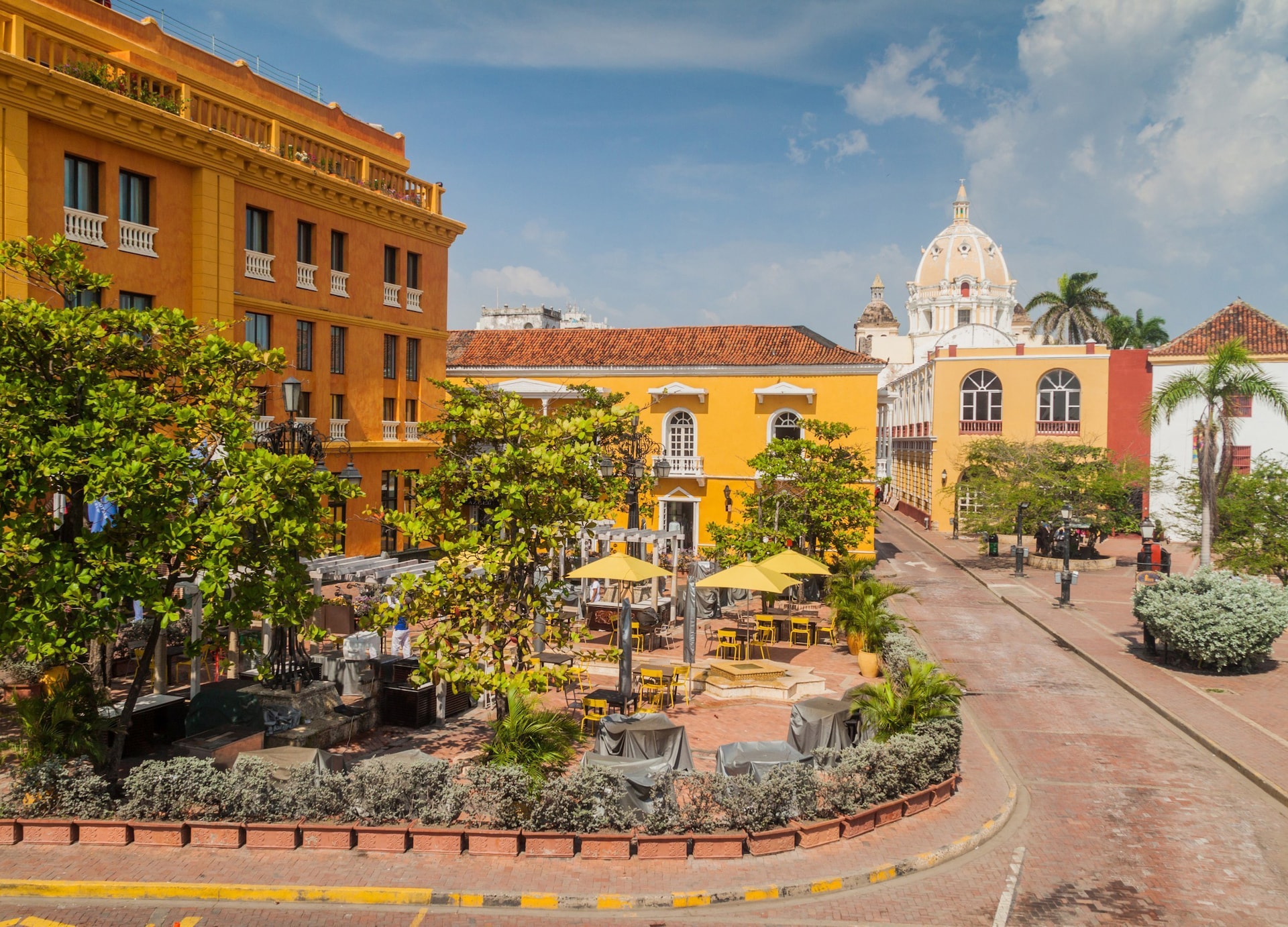 plaza santa teresa square in the center of cartagena de indias colombia